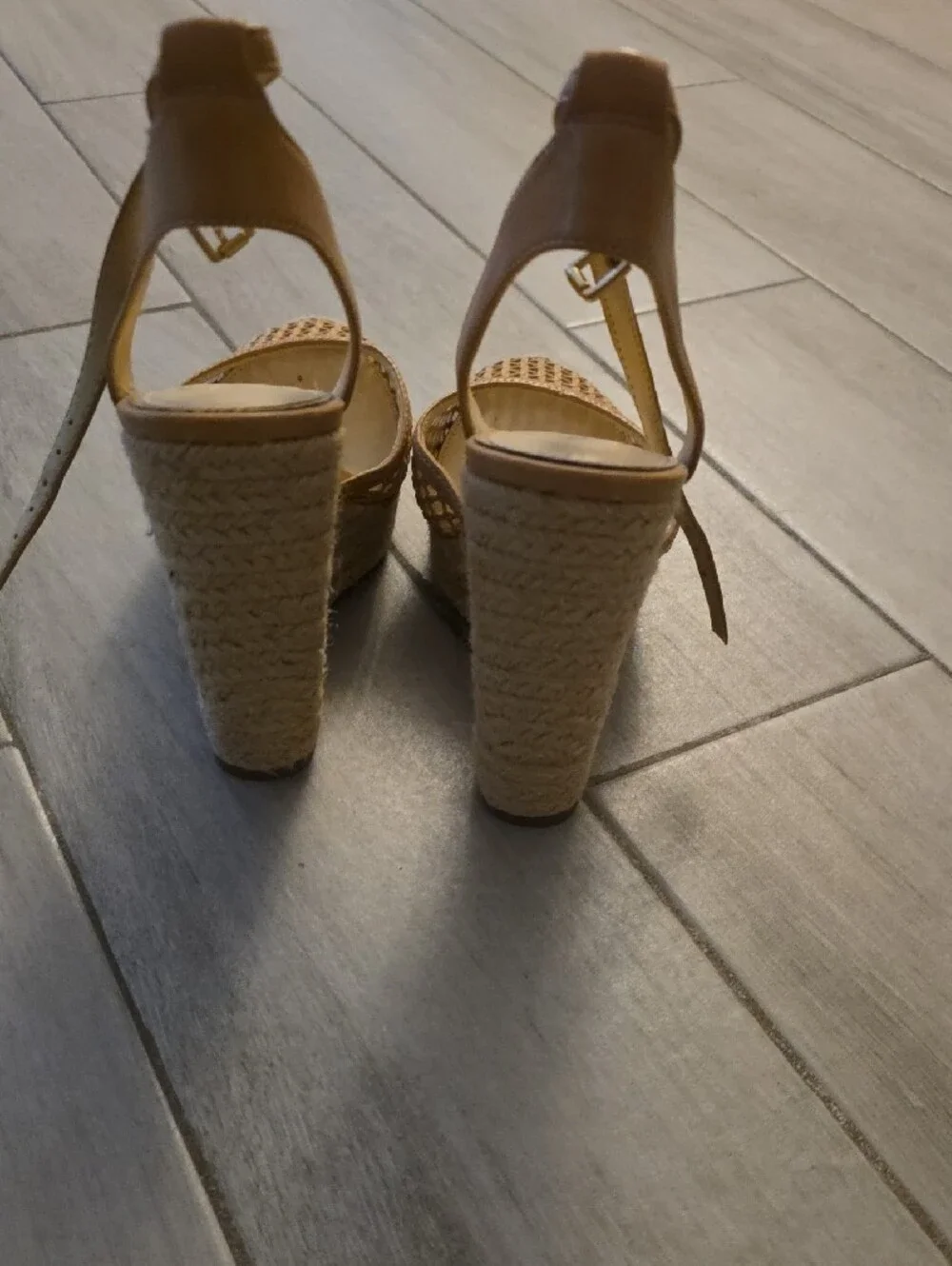 JESSICA SIMPSON Tan Wedges Woven Espadrille Wedge Slingback - Women